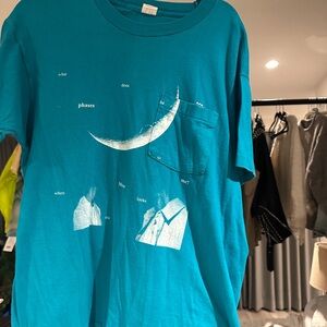 Teal Graphic T-Shirt with Moon Design
